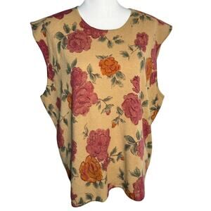 SARAH SPENCER Womens 3X Lambswool Angora Rabbit Hair Floral Sleeveless Shirt Top